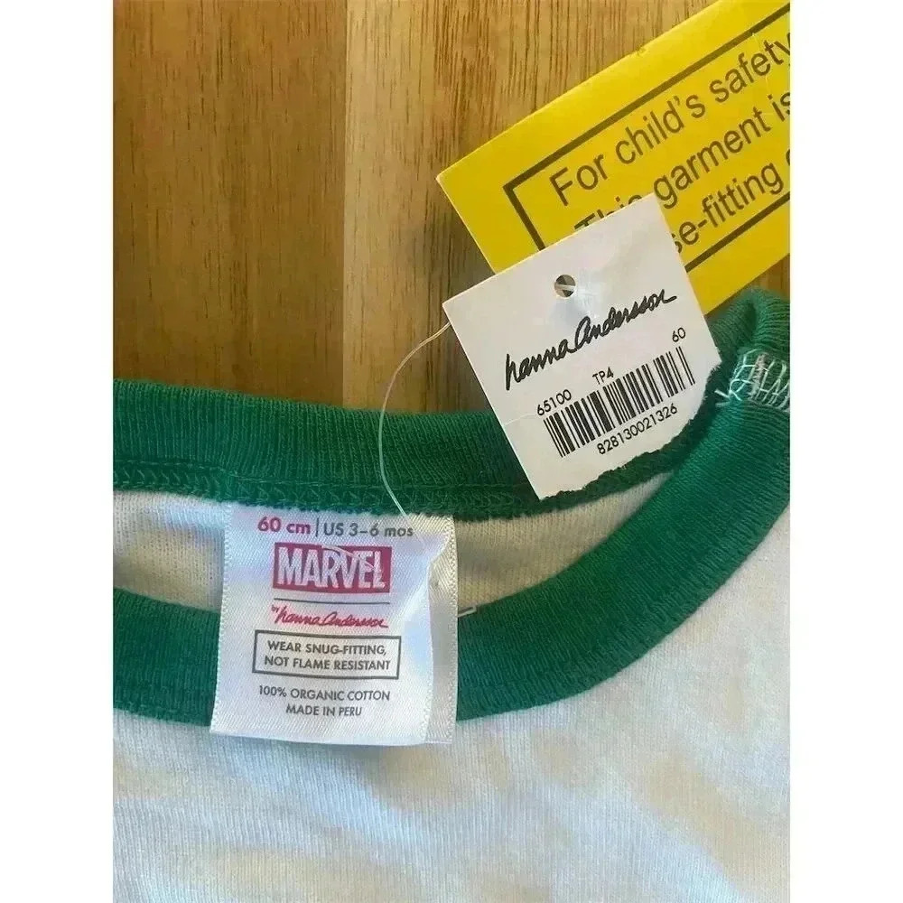 Hanna Andersson Kids Marvel Groot & Rocket Holiday Pajama Green Top, 3-6m (60cm) - Picture 2 of 4